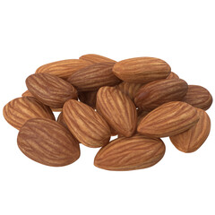 Group Almonds isolated on white background.