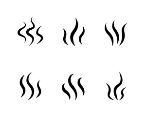Smell icons. Cooking steam or warm aroma smell mark, steaming vapour odour symbols. moke steam silhouette icon illustration. 