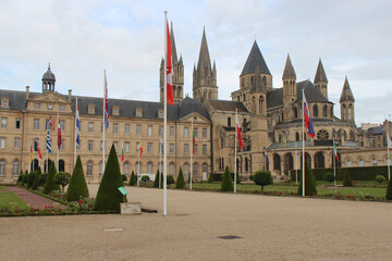 former abbey and church (abbaye aux hommes) in caen in normandy (france)