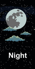 Day and night vector illustrations or banners. Sun and Moon.