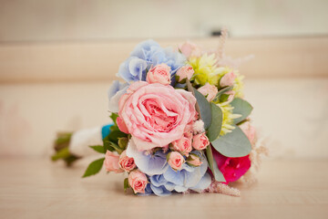 Tender Bride's bouquet with delicate tea roses