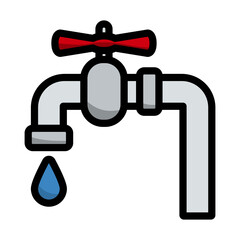Flat Design Pipe With Valve Icon