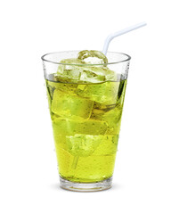 グラス 緑茶 飲み物 イラスト 氷 リアル ストロー