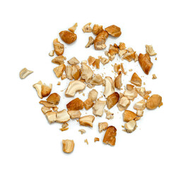 broken roasted cashew nuts isolated on white background