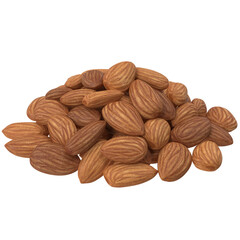 Almonds isolated on white background. 3D realistic almond