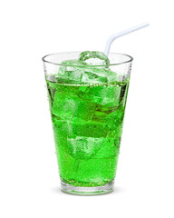 グラス メロンソーダ 飲み物 氷 イラスト リアル ストロー