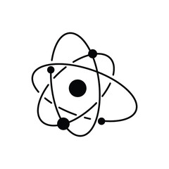 Biotechnology, chemistry, science outline isolated icon of atom