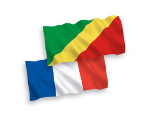 Obraz premium Flags of France and Republic of the Congo on a white background