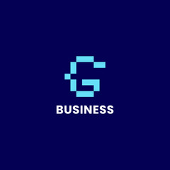 Obraz premium Simple and minimalis bright blue pixel letter G monogram initial logo