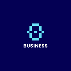 Fototapeta premium Simple and minimalis bright blue pixel letter O monogram initial logo