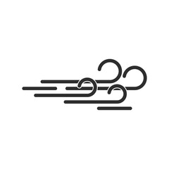 Black single air line icon, simple motion wind weather flat design