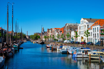 View of the harbour of Delfshaven. Rotterdam, Netherlands