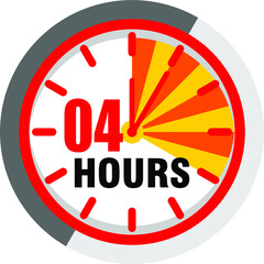 Color hour icon. Timer 4 hours. Illustration timer hour, clock watch time deadline. Work time effect or delivery service time