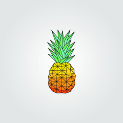 Orange, red and green color pineapple origami vector design