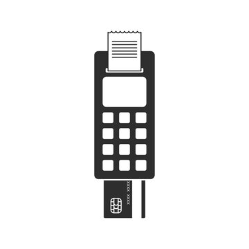 recommend clip art: Credit card reader terminal icon in modern silhouette style design