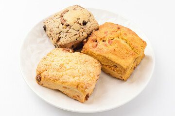 Scones on a white background