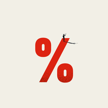 Business interest rate vector concept. Man searching for loan, investment, financial consulting. Minimal illustration.