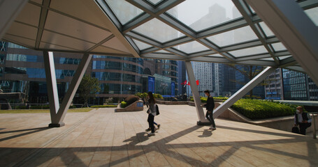 Walk in business district in Hong Kong City