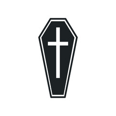 Obraz premium Coffin icon simple silhouette flat style illustration on white background
