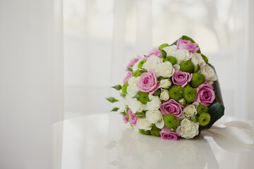 Tender Bride's bouquet with delicate tea roses