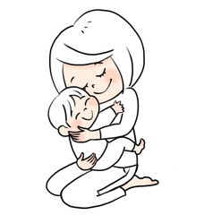 A mother hugging her child