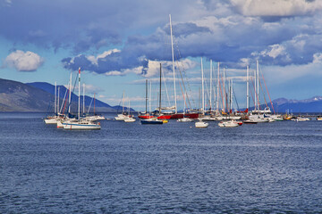 Seaport in Ushuaia city on Tierra del Fuego, Argentina