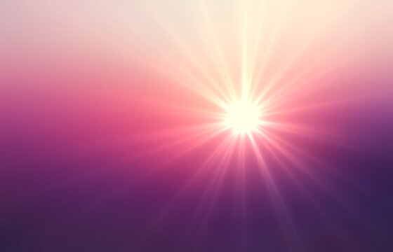 Sunlight In Purple Heaven Abstract Illustration. Romantic Dawn Sky Empty Background.