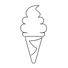 Continuous line drawing. Ice cream. Black isolated on white background. Hand drawn vector illustration. Fast food