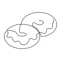 Beautiful minimal continuous line donut vector. Fast food