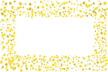 Frame shape white background with stars, gold colors, shiny stars pattern