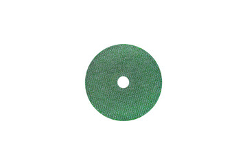 Green Cutting discs for angle grinder isolated on white background. Top view.