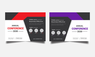 Business conference horizontal flyer.Annual conference horizontal red & black flyer corporate template	