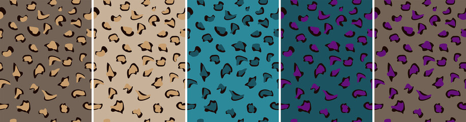 Vector illustration. Abstract seamless vector patterns, leopard print. Animal skin pattern. Multi-colored skin spots of wild animals. Abstract geometric background.