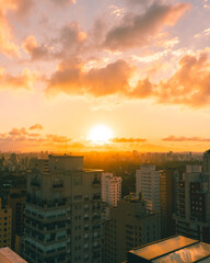 Sao Paulo skyline during a beautiful colorful sunset