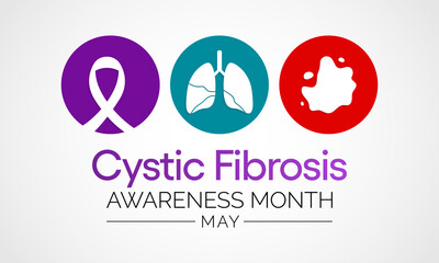 Cystic Fibrosis awareness month observed each year in May, it is a progressive, genetic disease that causes persistent lung infections and limits the ability to breathe over time. Vector illustration.