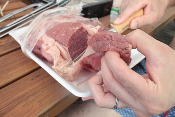 バーベキューの肉