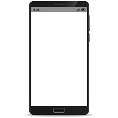 Mobile smartphone with status bar on blank screen realistic icon for mockup ui design. Smartphone with status bar for mock up design.
