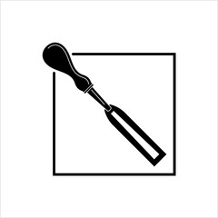 Chisel Icon, Hand Tool Icon, Sharp Blade For Carving, Cutting Of Wood, Metal, Stone