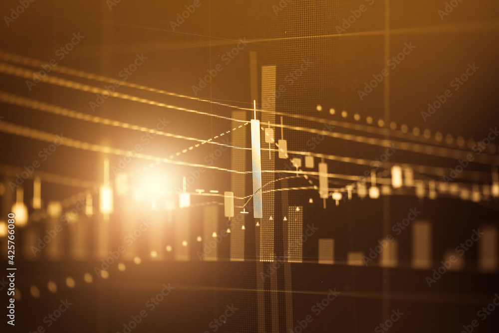 Poster financial data in term of a digital prices on led display. a number of daily market price and quotat
