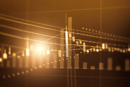 Financial data in term of a digital prices on LED display. A number of daily market price and quotation of prices chart to represent candle stick tracking in Forex trading.	 - Powered by Adobe