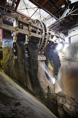 Stepnogorsk, Kazakhstan - April 19, 2012: Railway car dumper quick unload system. Mining and...