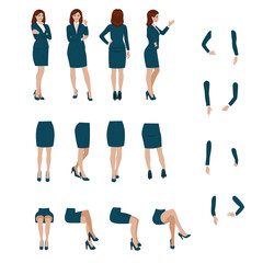Female businessman - set for animation in various poses.