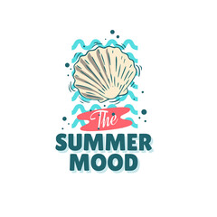 Summer summertime-themed illustration typographic design on a white background.