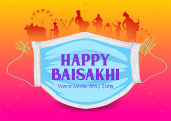 Happy Vaisakhi Punjabi spring harvest festival of Sikh celebration background