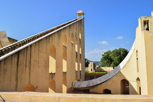 A huge sundial in Jantar Mantar, a collection of astronomical instruments. Jaipur, India.
