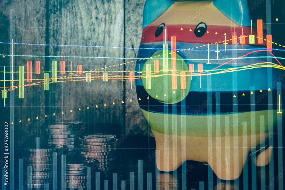 Aufkleber financial data in term of a digital prices on led display. a number of daily market price and quotat