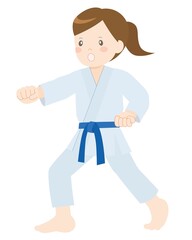 空手・正拳突きをする女の子