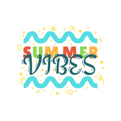 Summer summertime-themed illustration typographic design on a white background.