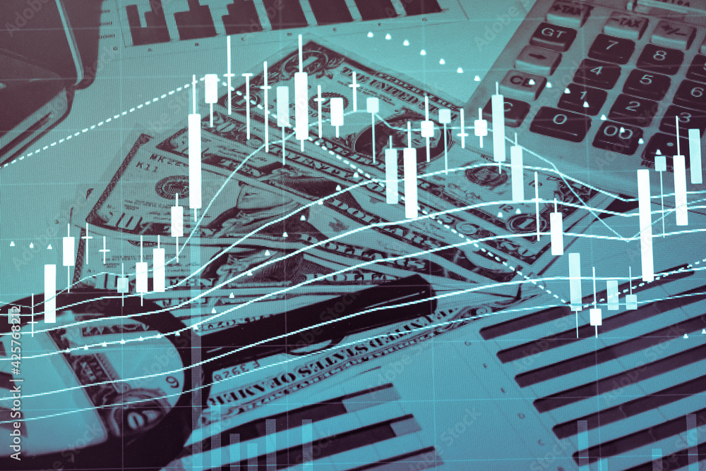 Poster financial data in term of a digital prices on led display. a number of daily market price and quotat