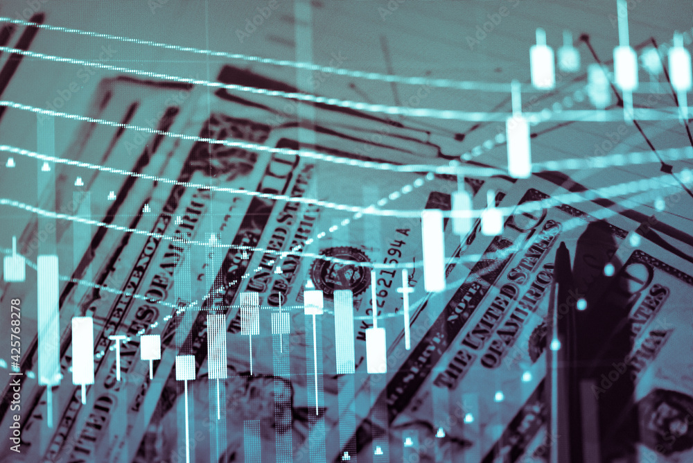 Poster financial data in term of a digital prices on led display. a number of daily market price and quotat